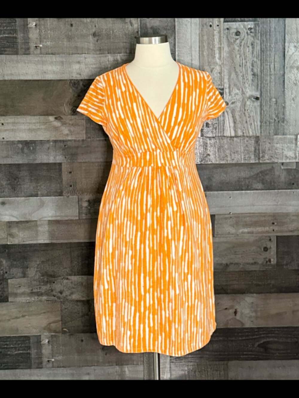 Boden orange white stripes faux wrap dress size 12 preppy cottagecore resortwear